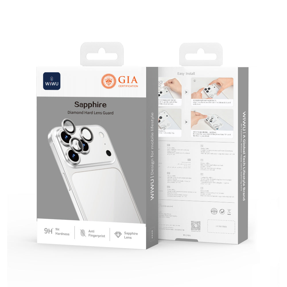 Apple iPhone 17 Pro Wiwu LG-003 Lens Guard Çizilmeye Karşı Dayanıklı Safir Kamera Lens Koruyucu Turuncu