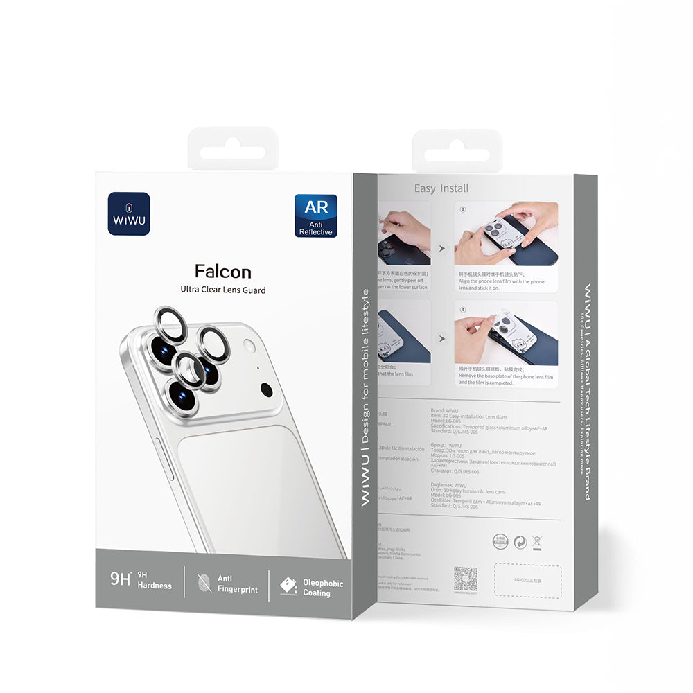 Apple iPhone 17 Pro Wiwu LG-005 Falcon Anti Reflective Çizilmeye Karşı Dayanıklı Kamera Lens Koruyucu Gümüş