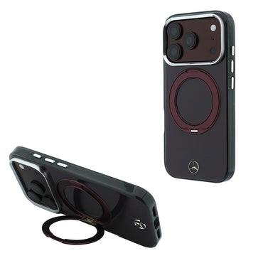 Apple iPhone 18 Pro Max Kılıf Mercedes Benz Orjinal Lisanslı M-safe Şarj Özellikli 360 Derece Dönebilen Standlı Metal Logolu Sert PC Kapak