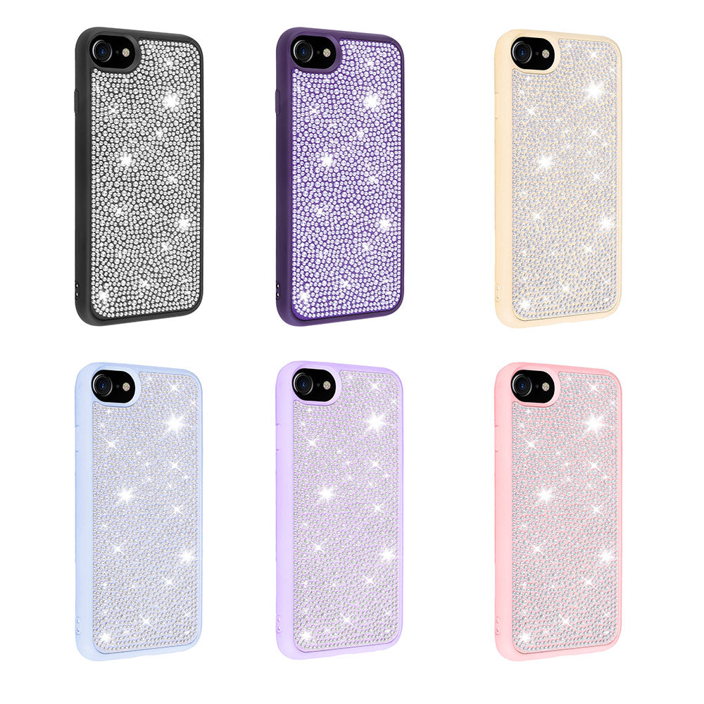Apple iPhone 7 Case Shiny Stone Design Zore Stone Cover Deep Purple