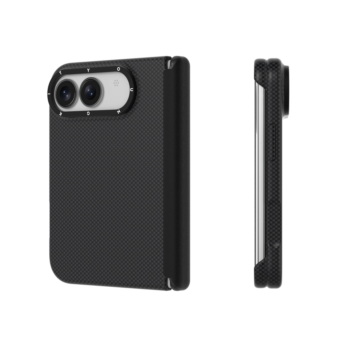 Apple iPhone Duo Kılıf M-safe Şarj Özellikli Aramid Fiber Youngkit 1500D Extreme Wing Titanyum-Gold Serisi Kapak