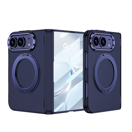 Apple iPhone Duo Kılıf M-safe Şarj Özellikli Zore Kıpta KPT-07 Ring Standlı Sert PC Kapak