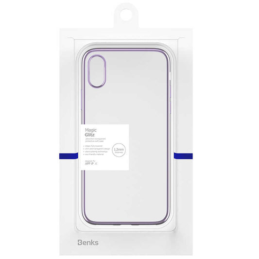 Apple iPhone X Benks Magic Glitz Ultra-Thin Transparent Protective Soft Cover Purple