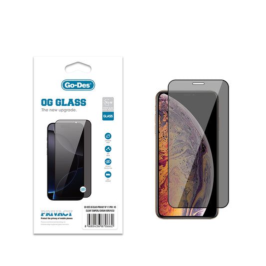 Apple iPhone XS 5.8 Go Des OG Glass Privacy Antistatic Tempered Glass Screen Protector Black