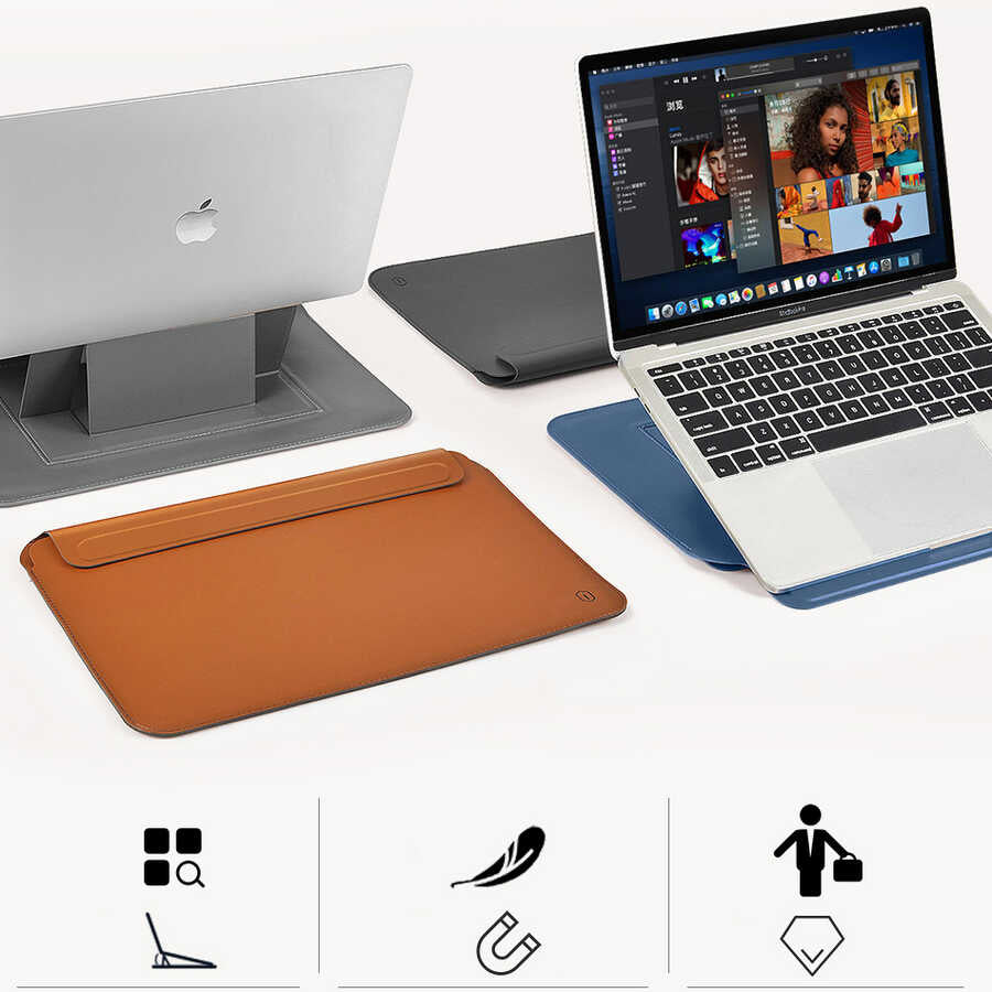 Apple Macbook 14.2' 2021 Wiwu Macbook Skin Pro Portable Stand Case Black