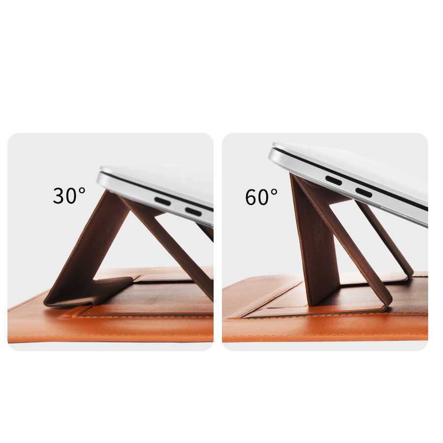 Apple Macbook Pro 14.2 2023 A2779 Wiwu Macbook Skin Pro Portable Stand Case Brown