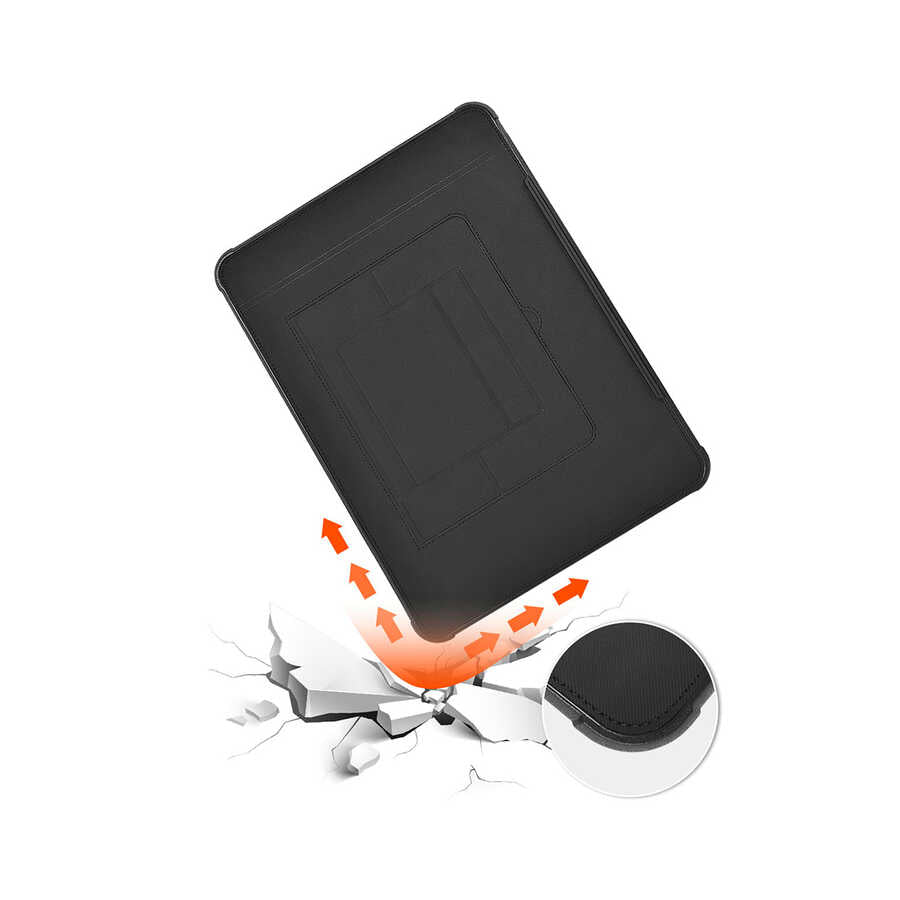 Apple Macbook Pro 16.2 2023 A2780 Wiwu Defender Stand Case Taşınabilir Standlı Magnetik PU Laptop Çantası Siyah
