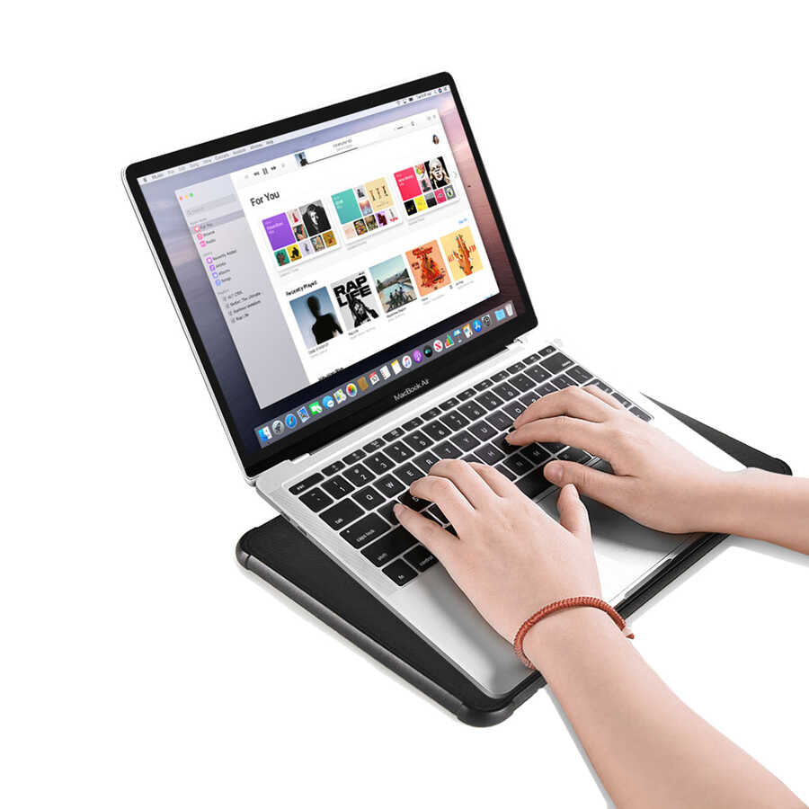 Apple Macbook Pro 16.2 2023 A2780 Wiwu Defender Stand Case Taşınabilir Standlı Magnetik PU Laptop Çantası Siyah