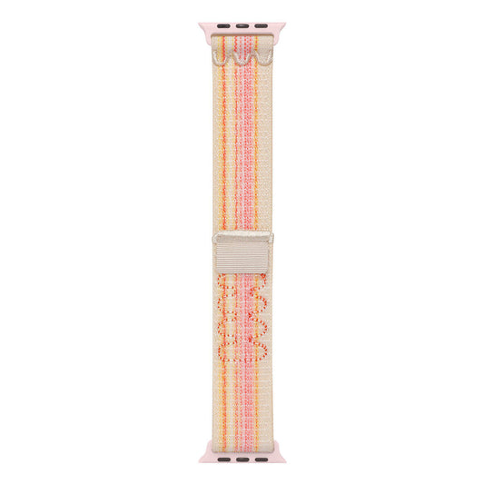 Apple Watch 10 42mm KRD-91 Hasır Kordon Strap Kayış Pembe