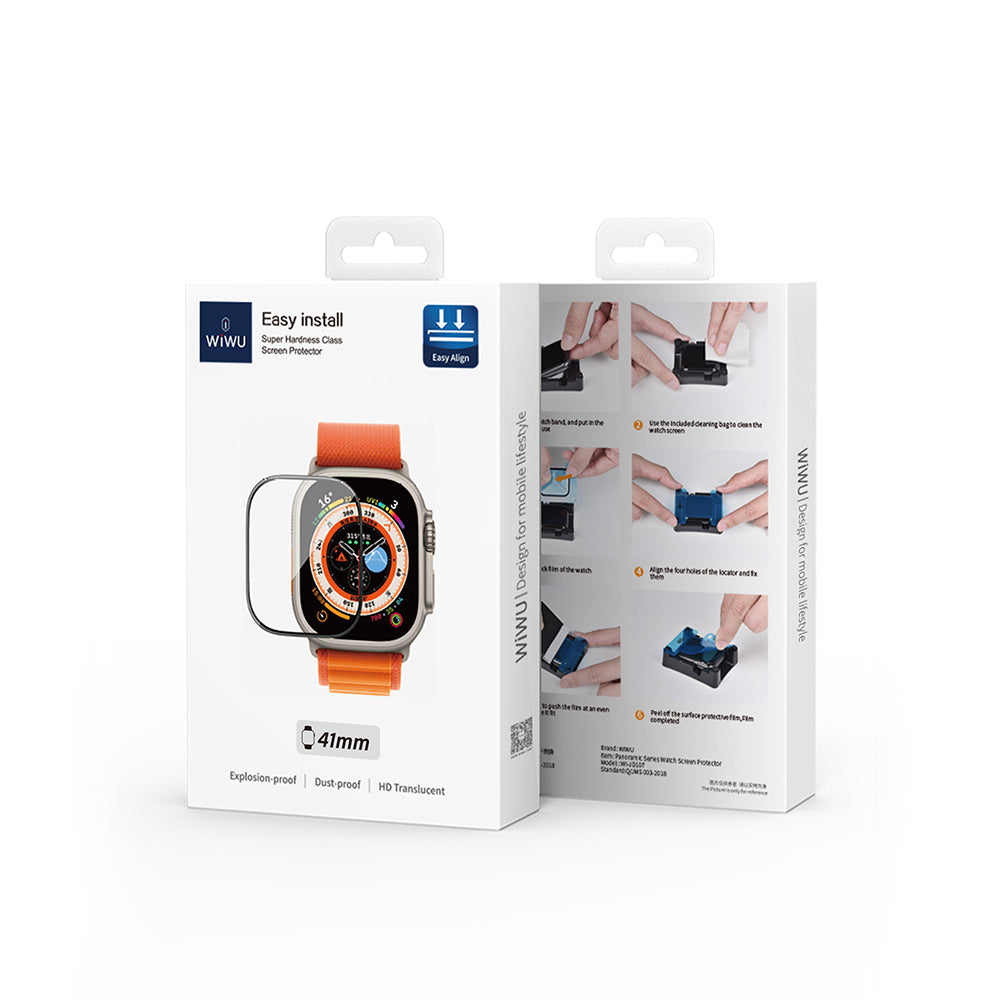 Apple Watch 10 42mm Wiwu JD-107 Easy Install Serisi HD Ekran Koruyucu Film + Kolay Uygulama Aparatı Siyah