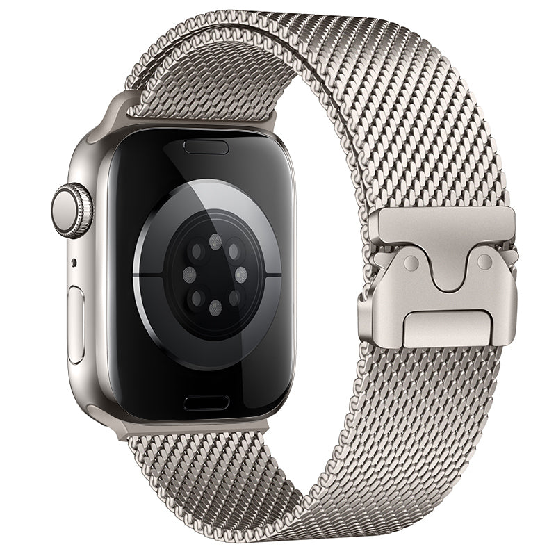 Apple Watch 10 42mm Zore KRD-121 Metal Hasır Kordon Siyah