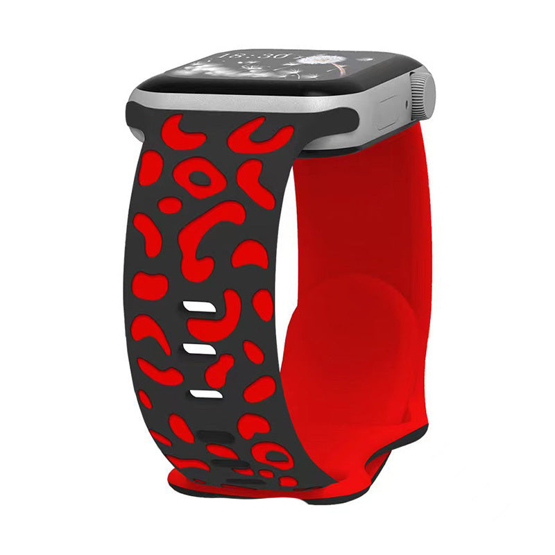 Apple Watch 10 42mm Zore KRD-140 Silikon Kordon Strap Kayış Siyah-Kırmızı