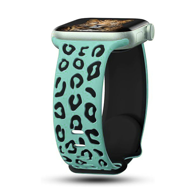 Apple Watch 10 42mm Zore KRD-140 Silikon Kordon Strap Kayış Yeşil-Siyah