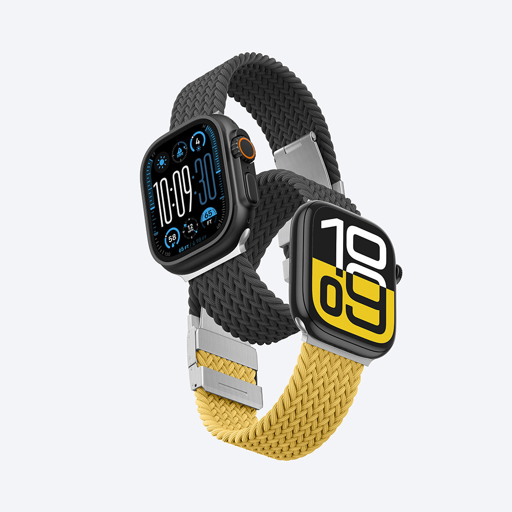 Apple Watch 10 46mm Amazingthing Glamour Blend Hasır Kordon Pembe-Gri