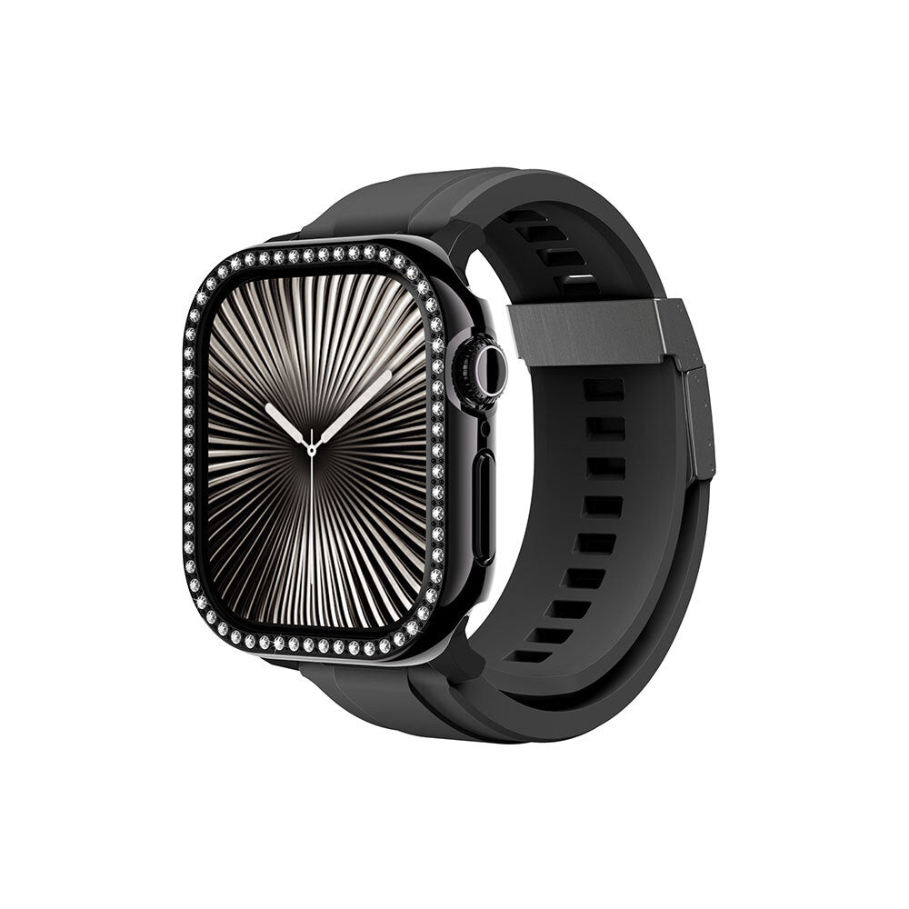 Apple Watch 10 46mm Amazingthing Gleam Fit FullGuard Stone Hard PC Case and Screen Protector Starlight