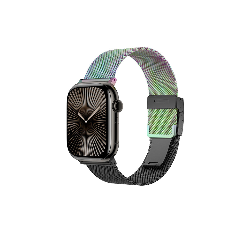 Apple Watch 10 46mm Amazingthing Omni StyleFlip Metal Hasır Kordon Gümüş