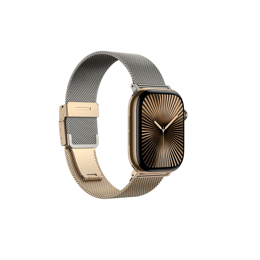 Apple Watch 10 46mm Amazingthing Omni StyleFlip Metal Hasır Kordon Siyah