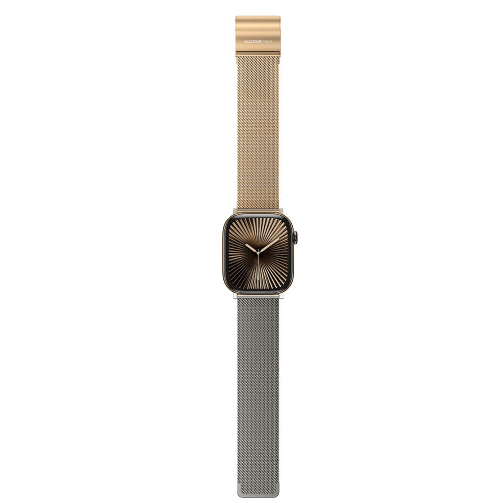 Apple Watch 10 46mm Amazingthing Omni StyleFlip Metal Hasır Kordon Rose Gold