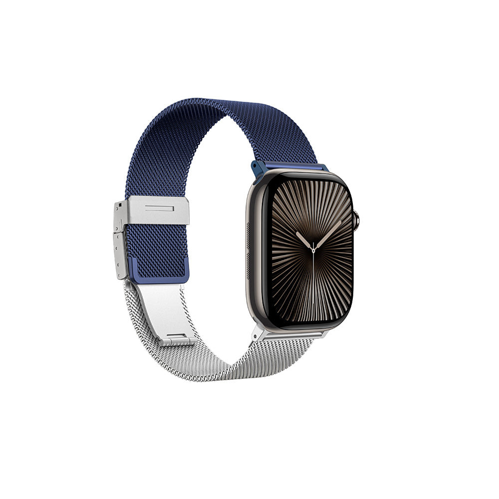 Apple Watch 10 46mm Amazingthing Omni StyleFlip Metal Hasır Kordon Gümüş