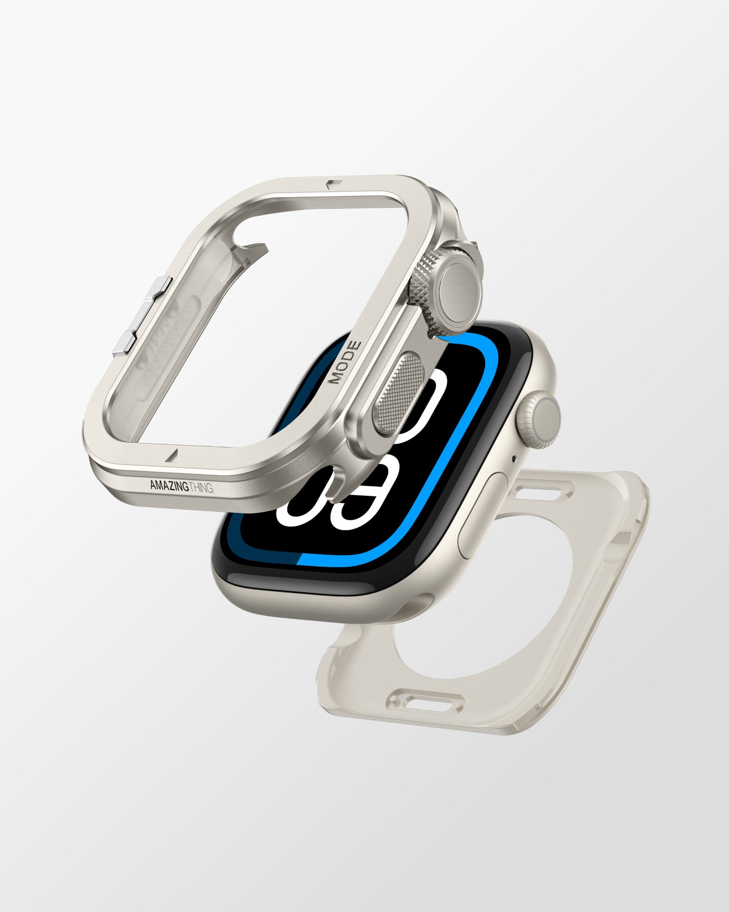 Apple Watch 10 46mm Amazingthing Premium Armor Fit FullGuard Metal Case and Screen Protector Gray