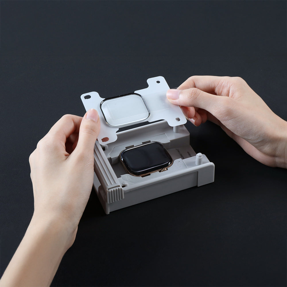 Apple Watch 10 46mm Amazingthing Radix Protective Parmak İzi Bırakmayan HD Ekran Koruyucu Film + Kolay Uygulama Aparatı Şeffaf