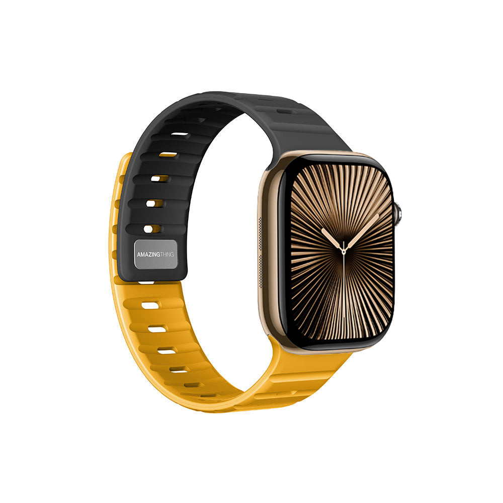 Apple Watch 10 46mm Amazingthing SilqLock Silikon Kordon Strap Kayış Pembe
