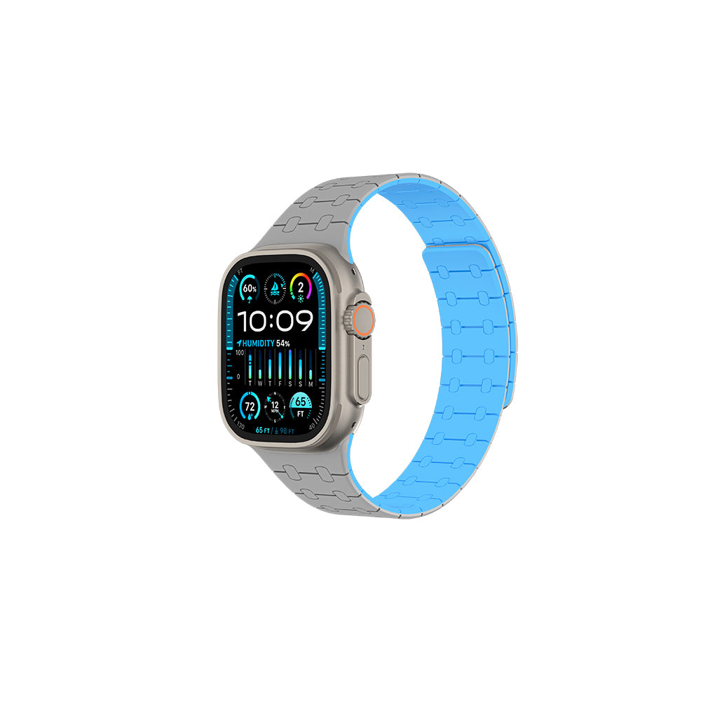 Apple Watch 10 46mm Amazingthing Smoothie Sport Magnetic Silicone Strap Gray-Blue