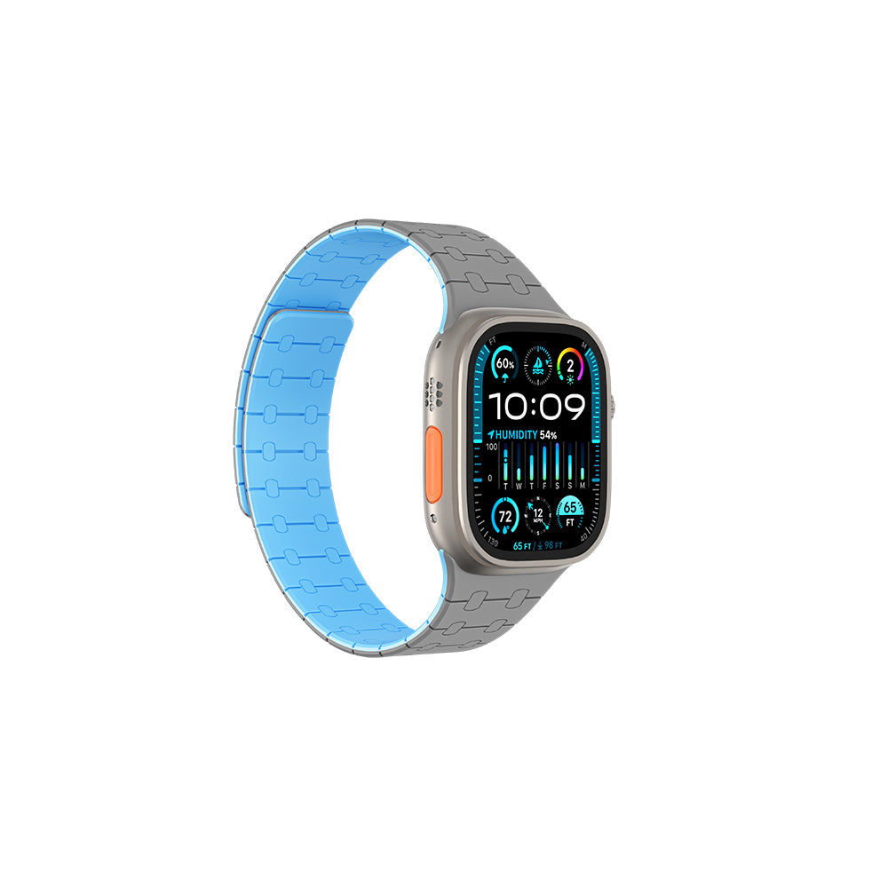 Apple Watch 10 46mm Amazingthing Smoothie Sport Magnetic Silicone Strap Gray-Blue