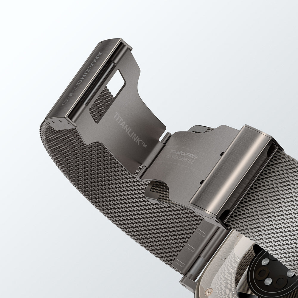 Apple Watch 10 46mm Amazingthing Titan Premium Metal Hasır Kordon Siyah