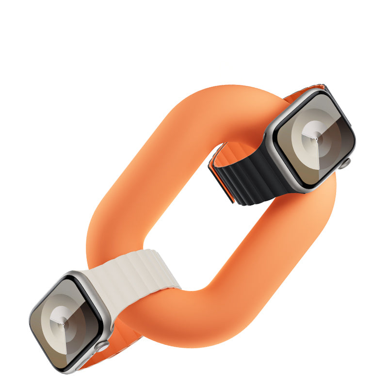 Apple Watch 10 46mm Benks Magnetik Tak Çıkar Silikon Strap Kayış Starlight-Turuncu