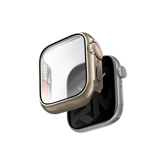 Apple Watch 10 46mm Skinarma Gado Pro Dijital Taç Korumalı Kasa ve Ekran Koruyucu Titanyum