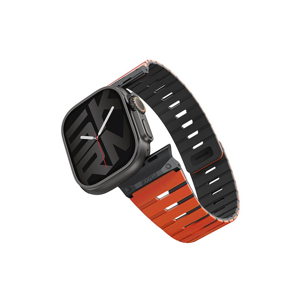 Apple Watch 10 46mm Skinarma Gemini Series TPU Magnetic Silicone Band White-Black