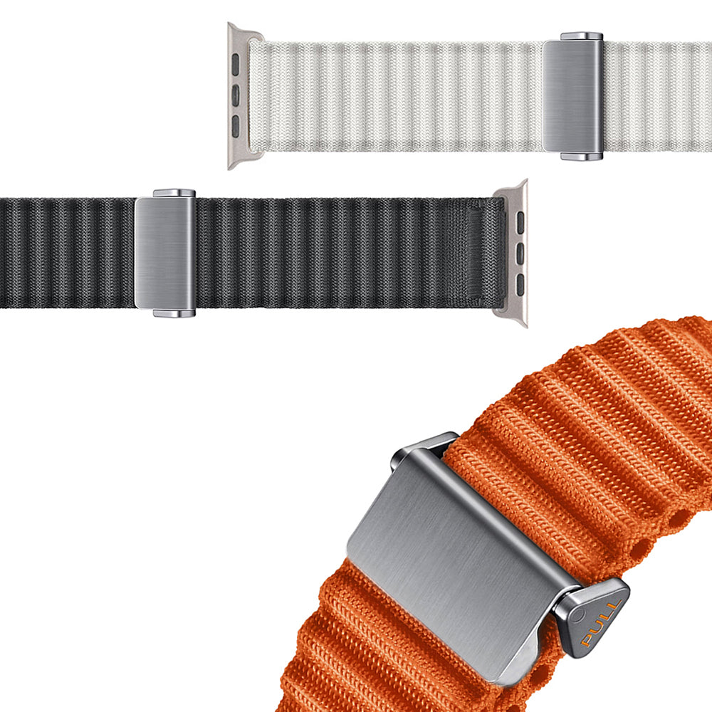Apple Watch 10 46mm Zore KRD-123 Nylon Fabric Braided Strap White