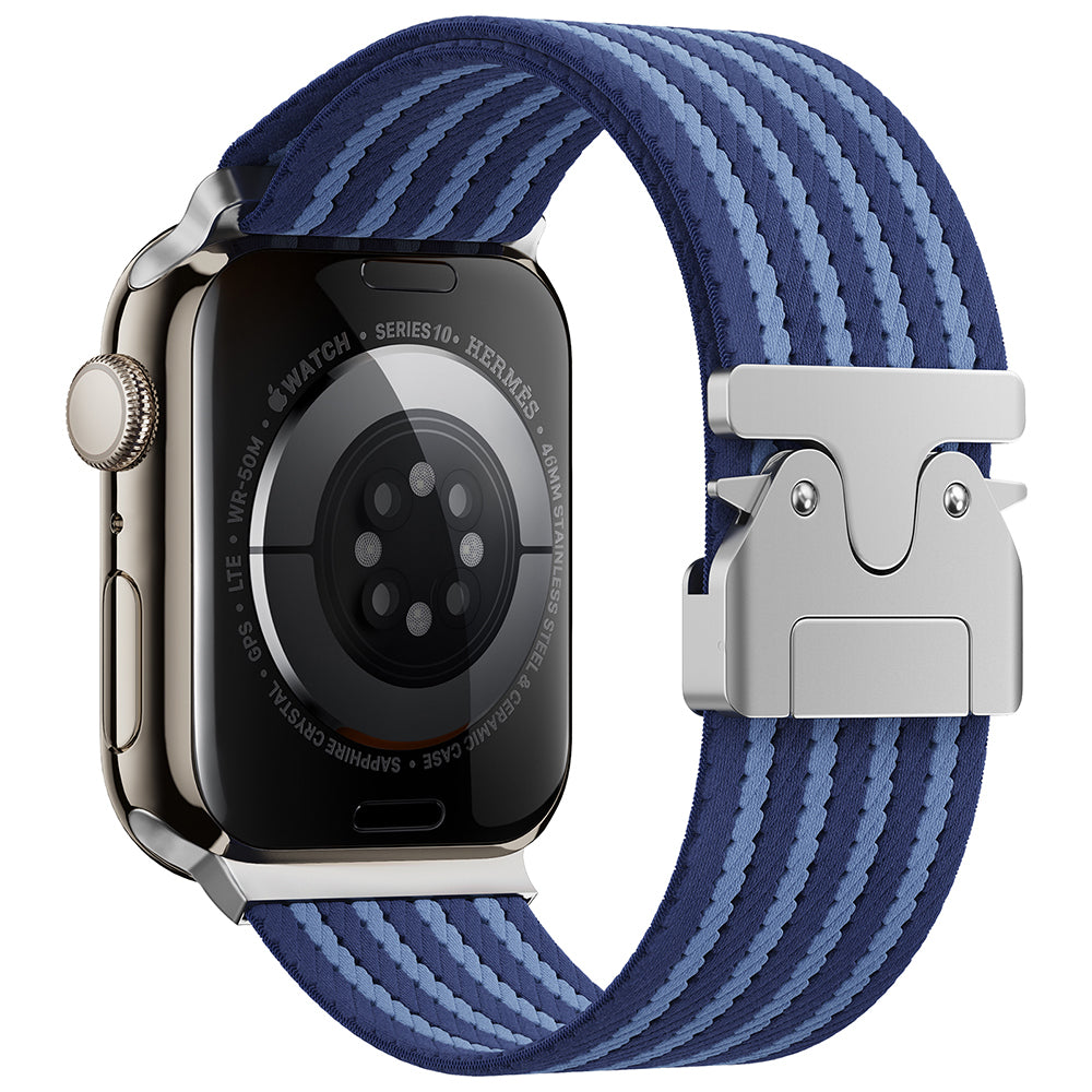 Apple Watch 10 46mm Zore KRD-133 Naylon Kumaş Hasır Örgülü Kordon Mavi