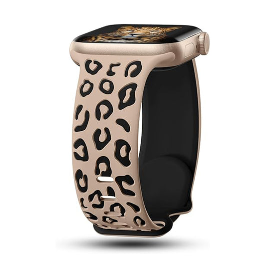 Apple Watch 10 46mm Zore KRD-140 Silikon Kordon Strap Kayış Bej-Siyah