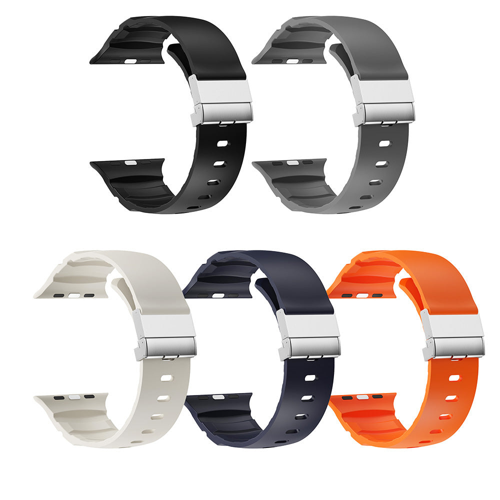 Apple Watch 10 46mm Zore KRD-145 Metal Tokalı Silikon Kordon Mavi