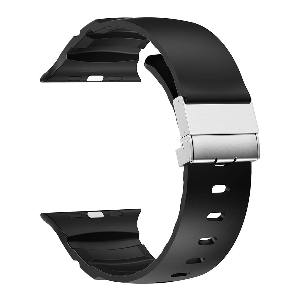 Apple Watch 10 46mm Zore KRD-145 Metal Tokalı Silikon Kordon Gri