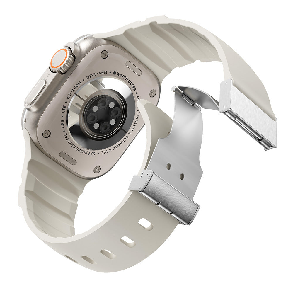 Apple Watch 10 46mm Zore KRD-145 Metal Tokalı Silikon Kordon Mavi