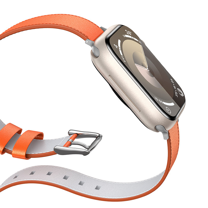 Apple Watch 38mm Benks Vintage Genuine Leather Serisi Deri Kordon Strap Kayış Turuncu