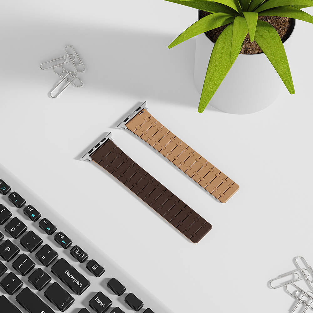 Apple Watch 38mm Zore KRD-111 Striped Patterned Silicone Band Brown