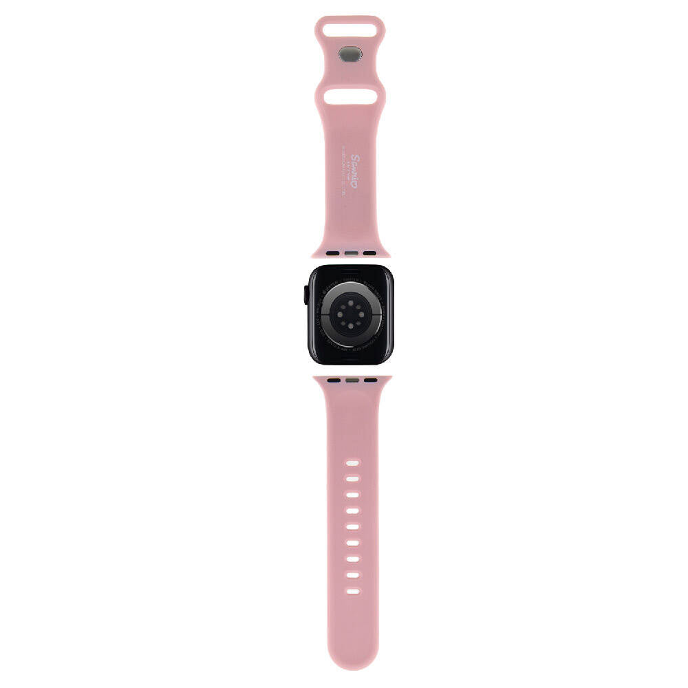 Apple Watch 40mm Hello Kitty Orjinal Lisanslı Yazı Logolu Fiyonk & Kitty Head Silikon Kordon Krem