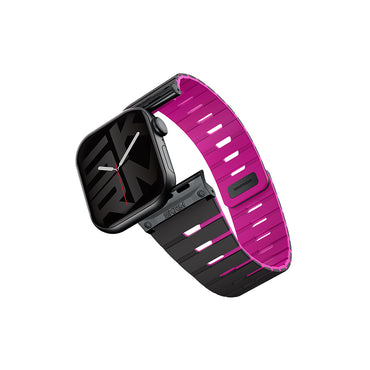 Apple Watch 40mm Skinarma Gemini Serisi TPU Magnetik Silikon Kordon Siyah-Pembe