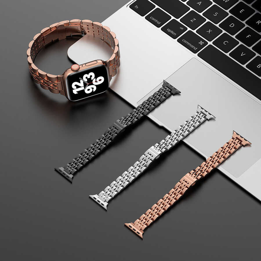Apple Watch 40mm Wiwu Seven Beads Steel Belt Metal Band Silver