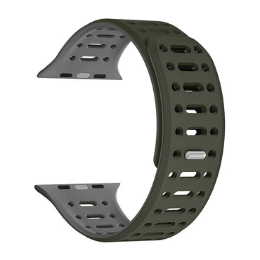 Apple Watch 40mm Zore KRD-124 Silikon Kordon Strap Kayış Koyu Yeşil-Gri