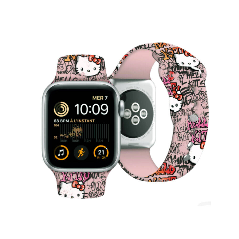Apple Watch 41mm Hello Kitty Original Licensed Sticker Graffiti Silicone Band Pink