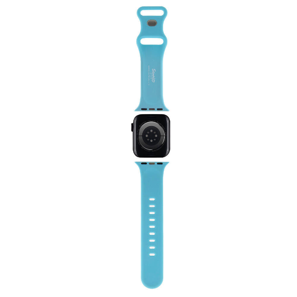 Apple Watch 41mm Hello Kitty Orjinal Lisanslı Yazı Logolu Fiyonk & Kitty Head Silikon Kordon Krem