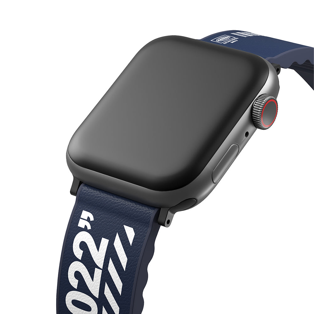 Apple Watch 42mm SkinArma Taihi Sora Text Patterned Leather Look Silicone Band Blue