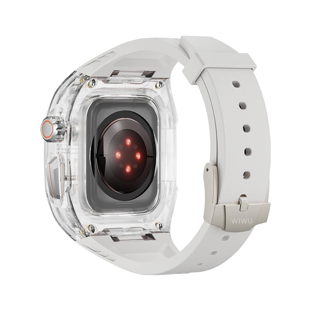 Apple Watch 42mm Wiwu Wi-WB013 Rambo Series 2in1 Transparent PC Case Protector Rubber Strap White