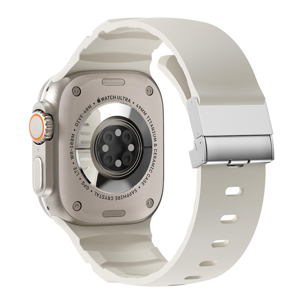 Apple Watch 42mm Zore KRD-145 Metal Tokalı Silikon Kordon