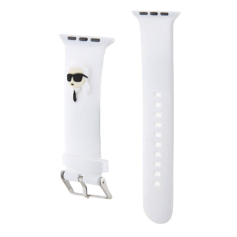 Apple Watch 44mm Karl Lagerfeld Original Licensed Silicone Band with Iconic Karl Head Logo White